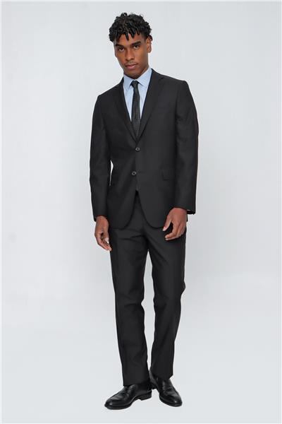 Siyah Gabardin Mono Yaka 4 Drop Comfort Fit Rahat Kesim Basic Takım Elbise 1001240009