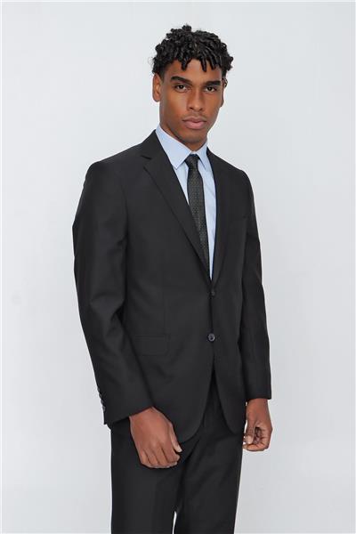 Siyah Gabardin Mono Yaka 4 Drop Comfort Fit Rahat Kesim Basic Takım Elbise 1001240009