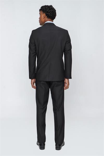 Siyah Gabardin Mono Yaka 4 Drop Comfort Fit Rahat Kesim Basic Takım Elbise 1001245009