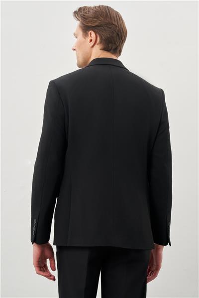 Siyah Gabardin Mono Yaka Tam Astar Esnek 6 Drop Slim Fit Casual Ceket 1002245162