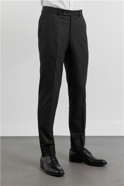 Siyah Gabardin Yan Cep Açık Paça Basic Slim Fit Esnek Classic Pantolon 1003255013