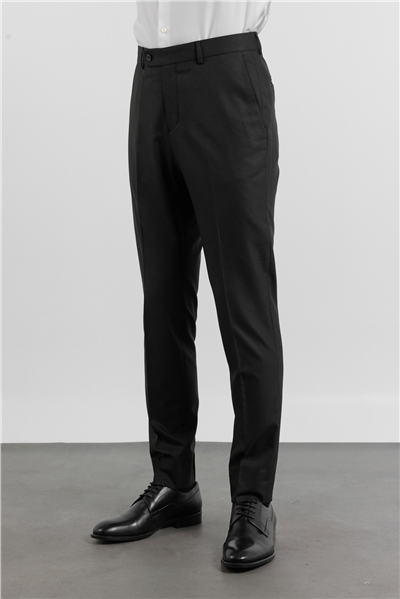 Siyah Gabardin Yan Cep Açık Paça Basic Slim Fit Esnek Classic Pantolon 1003255013
