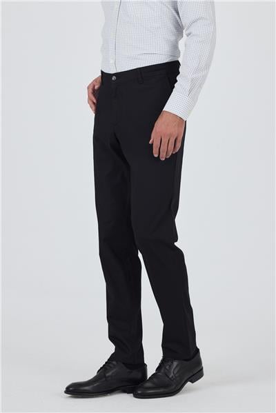 Siyah Gabardin Yan Cep Düz Paça Comfort Fit Pamuklu Casual Chino Pantolon 1003250121