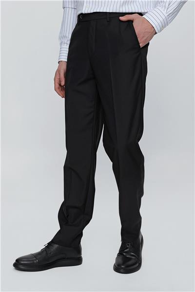 Siyah Esnek Yandan Cepli Comfort Fit Classic Pantolon 1003240005
