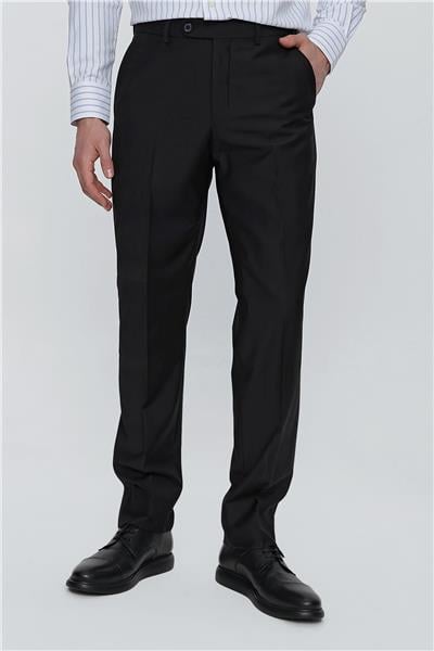 Siyah Esnek Yandan Cepli Comfort Fit Classic Pantolon 1003240005