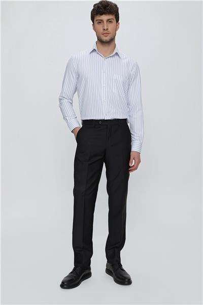 Siyah Esnek Yandan Cepli Comfort Fit Classic Pantolon 1003240005