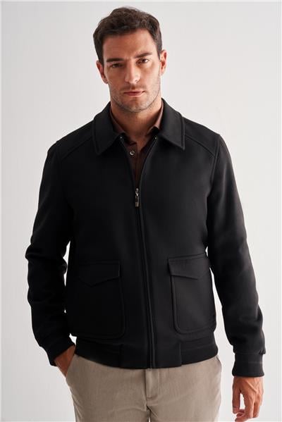 Siyah Gömlek Yaka Casual Slim Fit Esnek Mont 1007255122