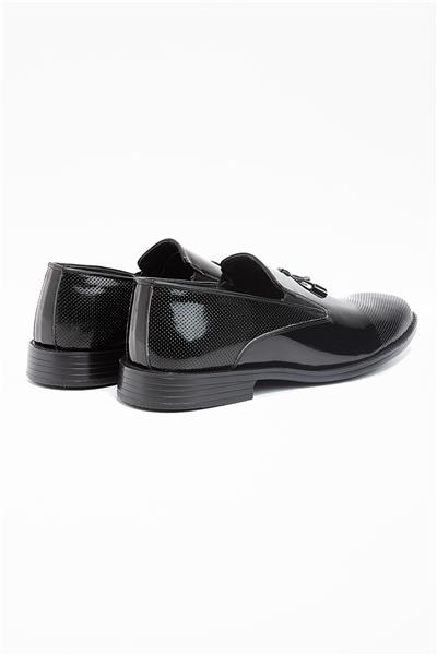 Siyah Hakiki Deri Rugan Smokin Damatlık Ayakkabı 1033240180