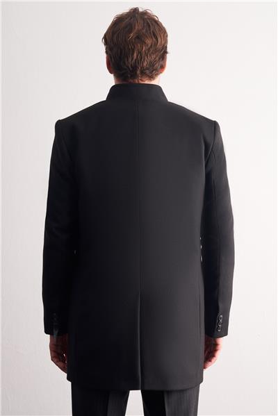 Siyah Hakim Yaka Classic Slim Fit Esnek Kaban 1008255162