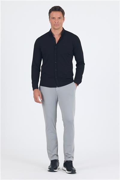 İtalyan Düğmeli Yaka UzunKol Cepsiz Slim Fit Gömlek 1004250254