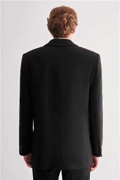 Siyah Kaşe Bebe Yaka Kapitoneli Astar Comfort Fit Rahat Kesim Klasik Kaban 1008245161