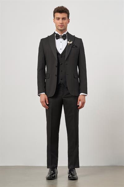 Siyah Yelekli 6 Drop Slim Fit Ceremony Takım Elbise 1001240205