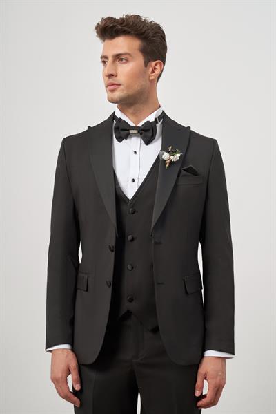 Siyah Yelekli 6 Drop Slim Fit Ceremony Takım Elbise 1001240205