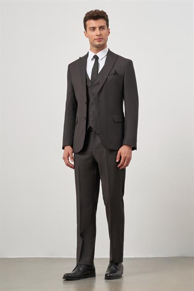 Siyah Kılıç Yaka Yelekli 6 Drop Slim Fit Classic Takım Elbise 1001245156