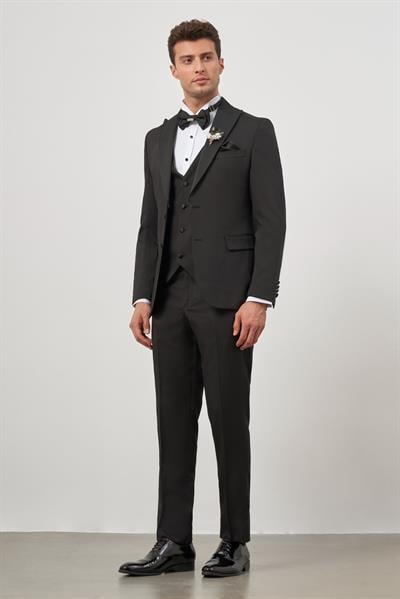 Siyah Yelekli 6 Drop Slim Fit Ceremony Takım Elbise 1001240205