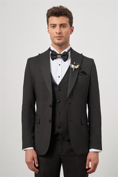 Siyah Yelekli 6 Drop Slim Fit Ceremony Takım Elbise 1001240205