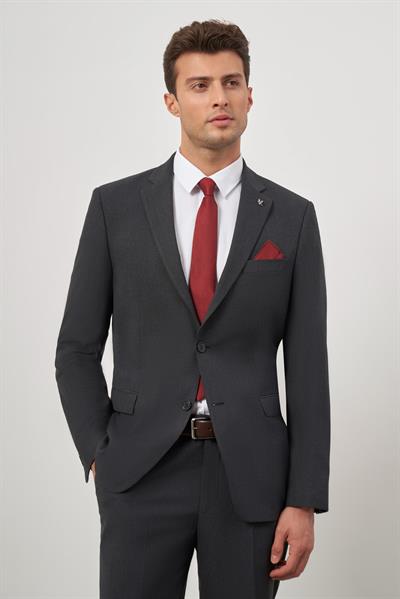 Siyah Kendinden Mono Yaka 2 Düğme 6 Drop Comfort Fit Classic Takım Elbise 1001240189