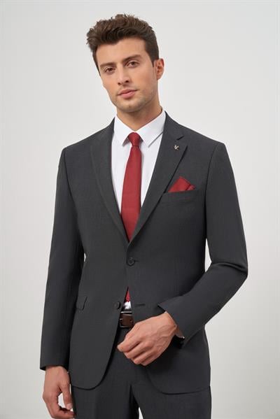 Siyah Kendinden Mono Yaka 2 Düğme 6 Drop Comfort Fit Classic Takım Elbise 1001240189