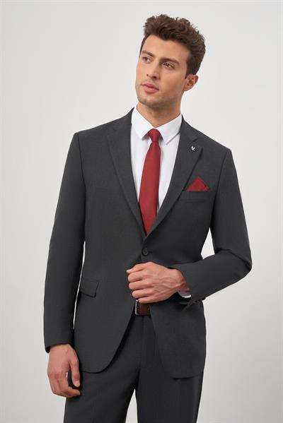 Siyah Kendinden Mono Yaka 2 Düğme 6 Drop Comfort Fit Classic Takım Elbise 1001240189