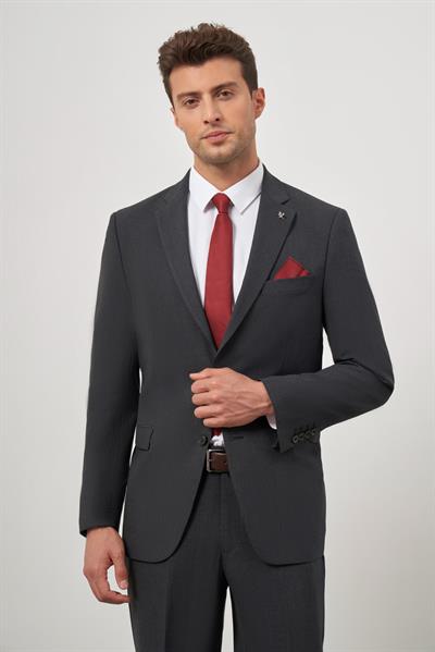 Siyah Kendinden Mono Yaka 2 Düğme 6 Drop Comfort Fit Classic Takım Elbise 1001240189