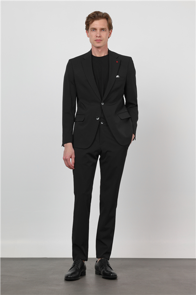 Kendinden Desenli Mono Yaka 6 Drop Slim Fit Takım Elbise 1001260162