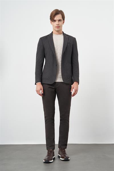Siyah Örme Mono Yaka 6 Drop Slim Fit Ceket 1002245151