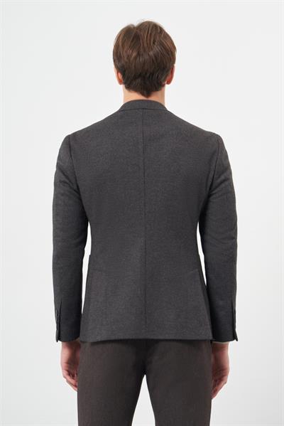 Siyah Örme Mono Yaka 6 Drop Slim Fit Ceket 1002245151