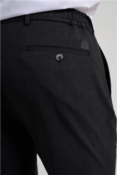 Siyah Kendinden Desenli Yan Cep Slim Fit Jogger Pantolon 1003250161