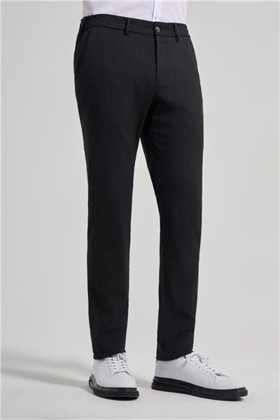 Siyah Kendinden Desenli Yan Cep Slim Fit Jogger Pantolon 1003250161