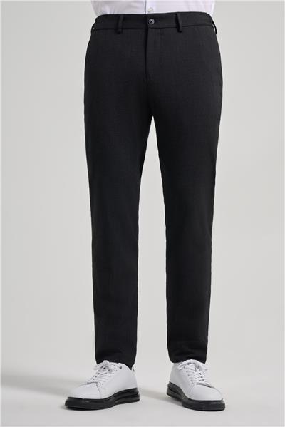 Siyah Kendinden Desenli Yan Cep Slim Fit Jogger Pantolon 1003250161