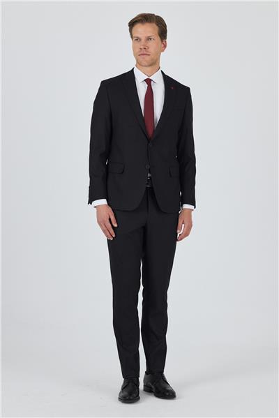 Siyah Kırlangıç Yaka Astarlı Çift Yırtmaç Esnek 6 Drop Slim Fit Classic Takım Elbise 1001250162