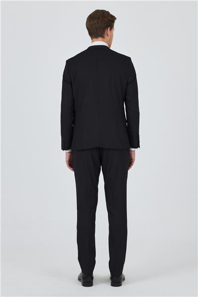 Siyah Kırlangıç Yaka Astarlı Çift Yırtmaç Esnek 6 Drop Slim Fit Classic Takım Elbise 1001250162