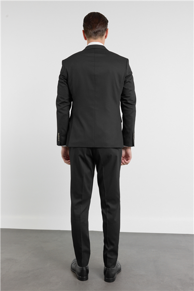 Siyah Kırlangıç Yaka 6 Drop Slim Fit Tam Astar Esnek Takım Elbise 1001260160