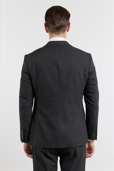 Siyah Kılıç Yaka Kendinden Desenli 6 Drop Slim Fit Esnek Takım Elbise 1001260158