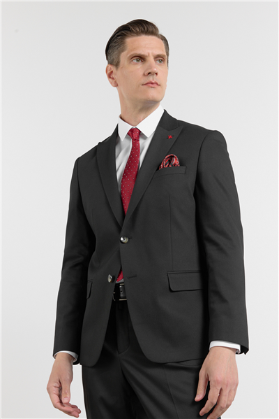 Siyah Kırlangıç Yaka 6 Drop Slim Fit Tam Astar Esnek Takım Elbise 1001260160