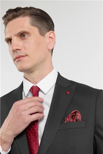 Siyah Kırlangıç Yaka 6 Drop Slim Fit Tam Astar Esnek Takım Elbise 1001260160