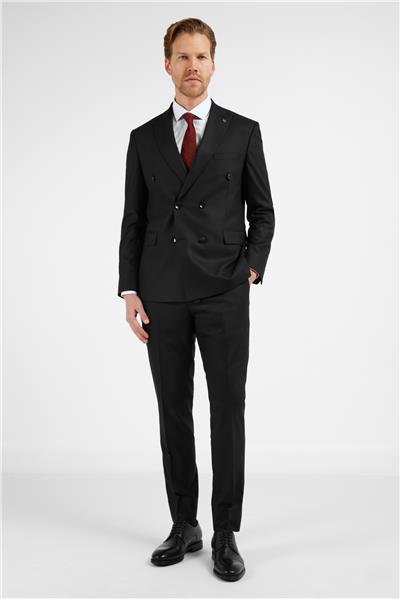 Siyah Kırlangıç Yaka 6 Drop Slim Fit Takım Elbise 1001255172