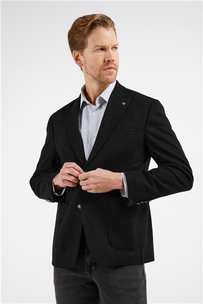 Siyah Kırlangıç Yaka Düz Slim Fit 6 Drop Ceket 1002255159
