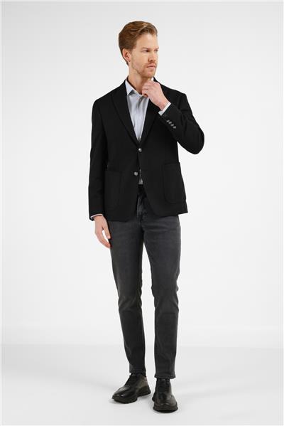 Siyah Kırlangıç Yaka Düz Slim Fit 6 Drop Ceket 1002255159