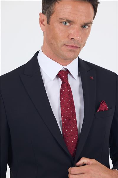 Siyah Kırlangıç Yaka Örme Beli Lastikli 6 Drop Slim Fit Kelebek Astar Esnek Takım Elbise 1001250176