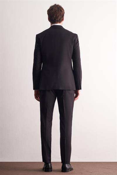 Siyah Kırlangıç Yaka Kendinden Desenli Esnek Bel Slim Fit 6 Drop Takım Elbise 1001255167