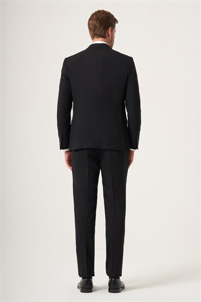 Siyah Kırlangıç Yaka Tam Astar 6 Drop Slim Fit Esnek Takım Elbise 1001265162