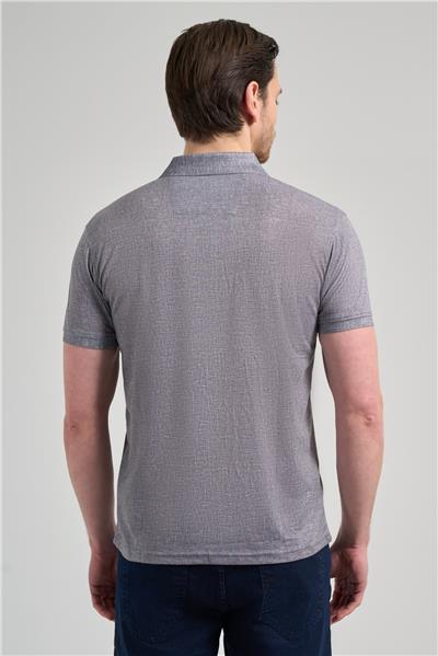 Siyah Kısa Kol Baskılı Pike Polo Yaka Cepsiz esnek Casual Slim Fit Tişört 1011250151