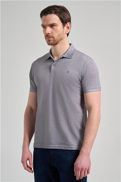 Siyah Kısa Kol Baskılı Pike Polo Yaka Cepsiz esnek Casual Slim Fit Tişört 1011250151