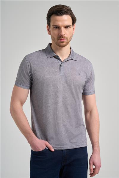 Siyah Kısa Kol Baskılı Pike Polo Yaka Cepsiz esnek Casual Slim Fit Tişört 1011250151