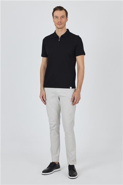 Siyah Kısa Kol Düz Suprem Polo Yaka Cepsiz Pamuklu Casual Slim Fit Tişört 1011250164
