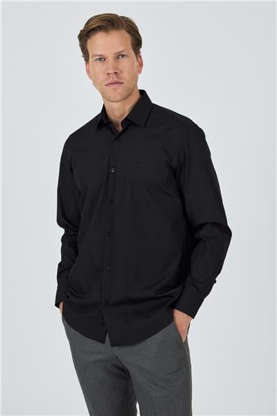 Klasik Yaka Uzun Kol Cepsiz Comfort Fit Classic Pamuklu Gömlek Gömlek 1004250287