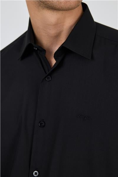 Klasik Yaka Uzun Kol Cepsiz Comfort Fit Classic Pamuklu Gömlek Gömlek 1004250287