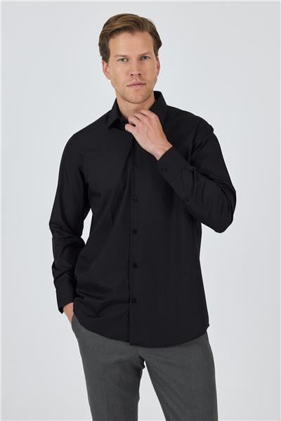 Klasik Yaka Uzun Kol Cepsiz Comfort Fit Classic Pamuklu Gömlek Gömlek 1004250287