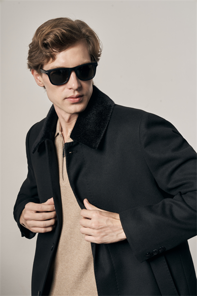 Siyah Kürklü Yaka Classic Comfort Fit Esnek Kaban 1008255163